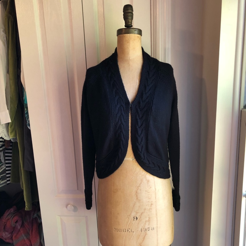 Vineyard Vines Black Bolero Cable Knit Sweater